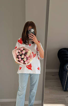 Футболка жіноча довга з куліру з малюнками розміри норма, фото 2