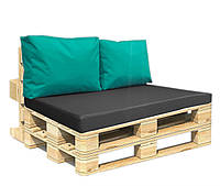 Комплект водоотталкивающих подушек для паллет-дивана eGarden Rio 120x80x10 серый/бирюза