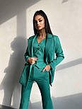 Жіночий класичний костюм-трійка з подовженим піджаком жилетом і штанами кльош (р.XS, S, M) 66103602Е, фото 9