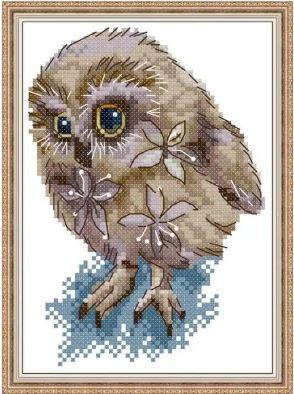 Набір для вишивання за нанесеною на канву схемою "Beauty owl ".AIDA 14CT printed , 15*20 см