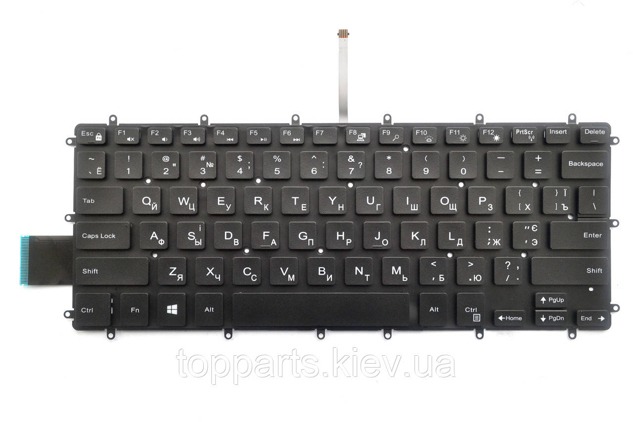 Клавіатура для ноутбуків Dell Inspiron 5368, 5378, 5481, 7460, 5568, 5578, 7560 Series чорна без рамки з підсвіткою RU/US