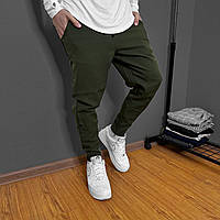 Мужские классические брюки цвета хаки весенние осенние , Стильные зауженные штаны хаки на резинке (демисезон)