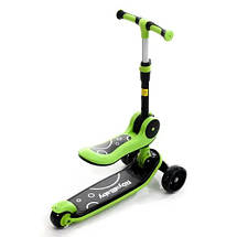 Самокат триколісний дитячий 2 в 1 (складне кермо, колеса, що сидять, сидіння складається) 089M Зелений, фото 2