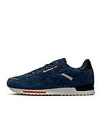 Мужские кроссовки Reebok Classic Dark Blue White синие повседневные замшевые кроссовки рибок