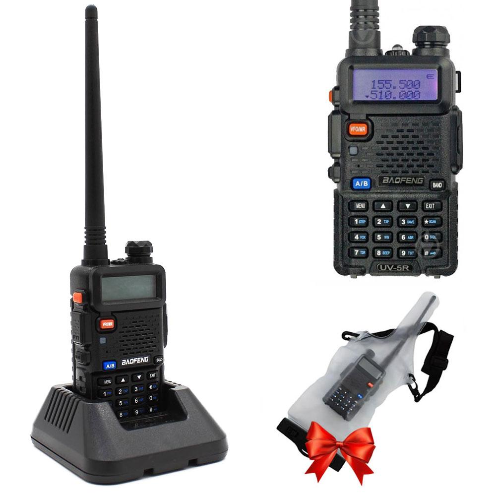 Рація Baofeng UV-5R з гарнітурою + Подарунок Герметичний чохол / Радіостанція для полювання та риболовлі
