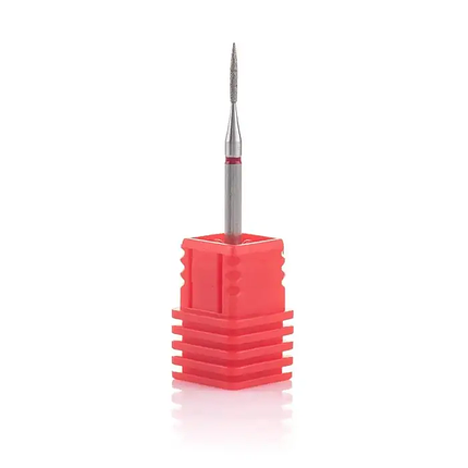 Фреза алмазна Nail Drill "Циліндр стрільчастий кінець" 249 012R діаметр 1.2 мм червона, фото 1