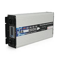 Инвертор напряжения DA-8000Q (DC:4000W), 12/220V с правильной синусоидой, 2 Shuko, клеммные провода, LED, Q2