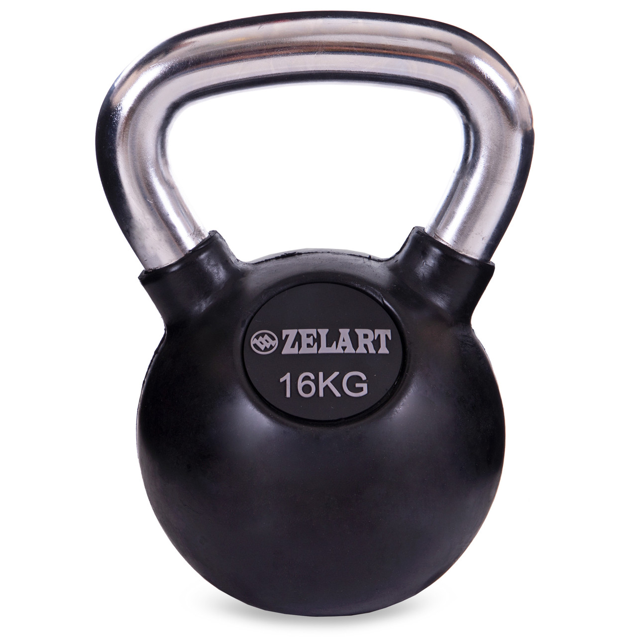 Гиря гумова з хромованою ручкою 16 кг Zelart TA-5162-16