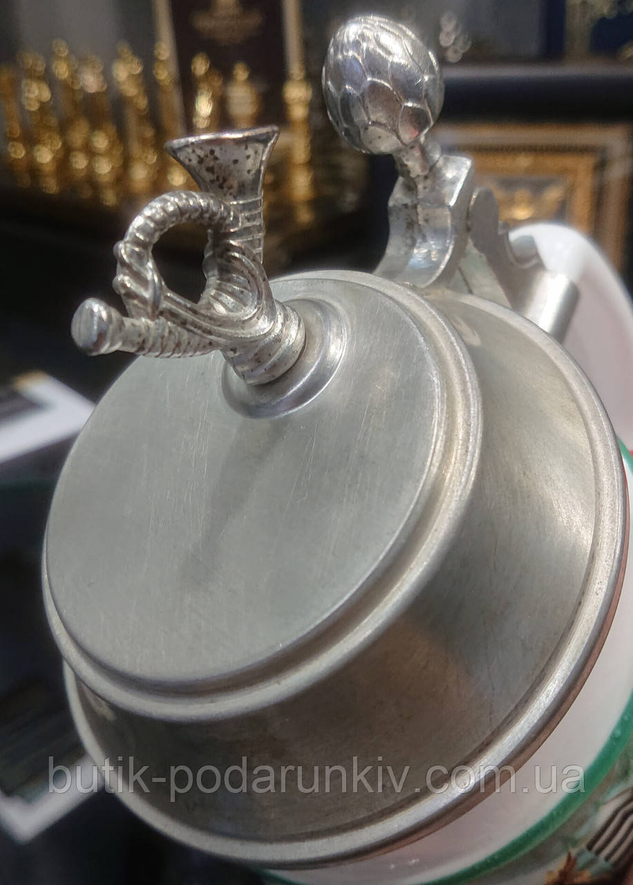 Пивная кружка из немецкого фарфора с оловянной крышкой - фото 7 - id-p2114486438