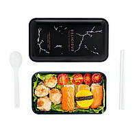 Ланч бокс bento Black Marble, 1200 мл - черный