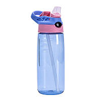 Зручна спортивна пляшка для води з трубочкою Tumbler 500 мл, синьо-рожева