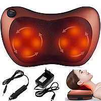 Электрическая массажная подушка с инфракрасным прогревом Massage Pillow 8028 / Роликовый массажер подушка