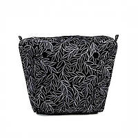 Джинсовая подкладка для сумки mini, Листья черная