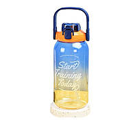 Сине- желтая, ударопрочная, бутылка для воды, защита поилки. 1500 мл.
