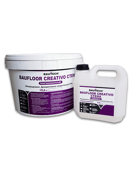 Двокомпонентне тонкошарове декоративне покриття для стін BAUFLOOR Creativo Стіна / 12,6 кг (темно-сірий), фото 1