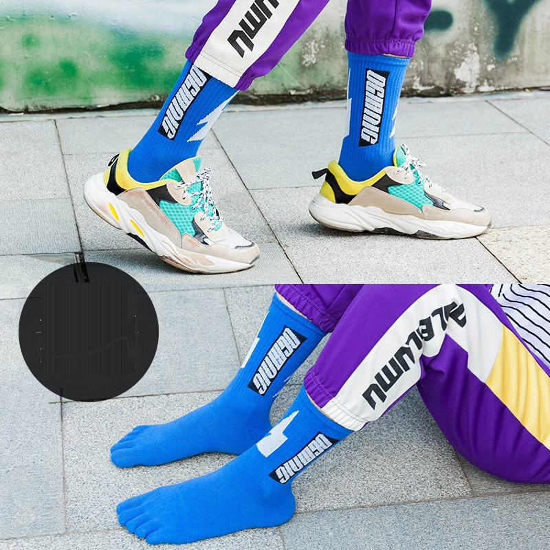 Шкарпетки високі підліткові з роздільними пальцями, з бавовни OGMNIG, п'ятипалі високі шкарпетки, фото 1