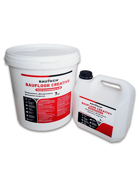 Двокомпонентне тонкошарове декоративне покриття BAUFLOOR CREATIVO Finish / 7кг (світло-сірий), фото 1