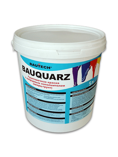 BAUQUARTZ – ґрунтувальна фарба c кварцовим наповнювачем (кварц-ґрунт) / 5л, фото 1