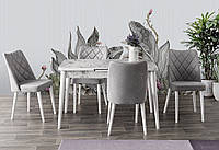 Комплект обеденной мебели SILVA masa beayz mermer 120+30/70/75 - стол + 4 стула Mobilgen, Турция