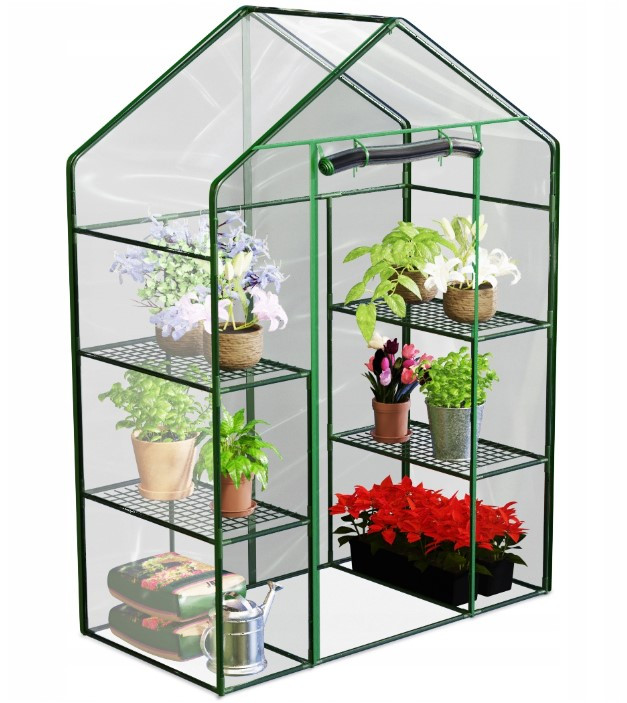 Теплиця садова стелаж 4 полиці Plonos 4922 для саду, балкона, тераси 195 x 140 x 70 см ПВХ, фото 1