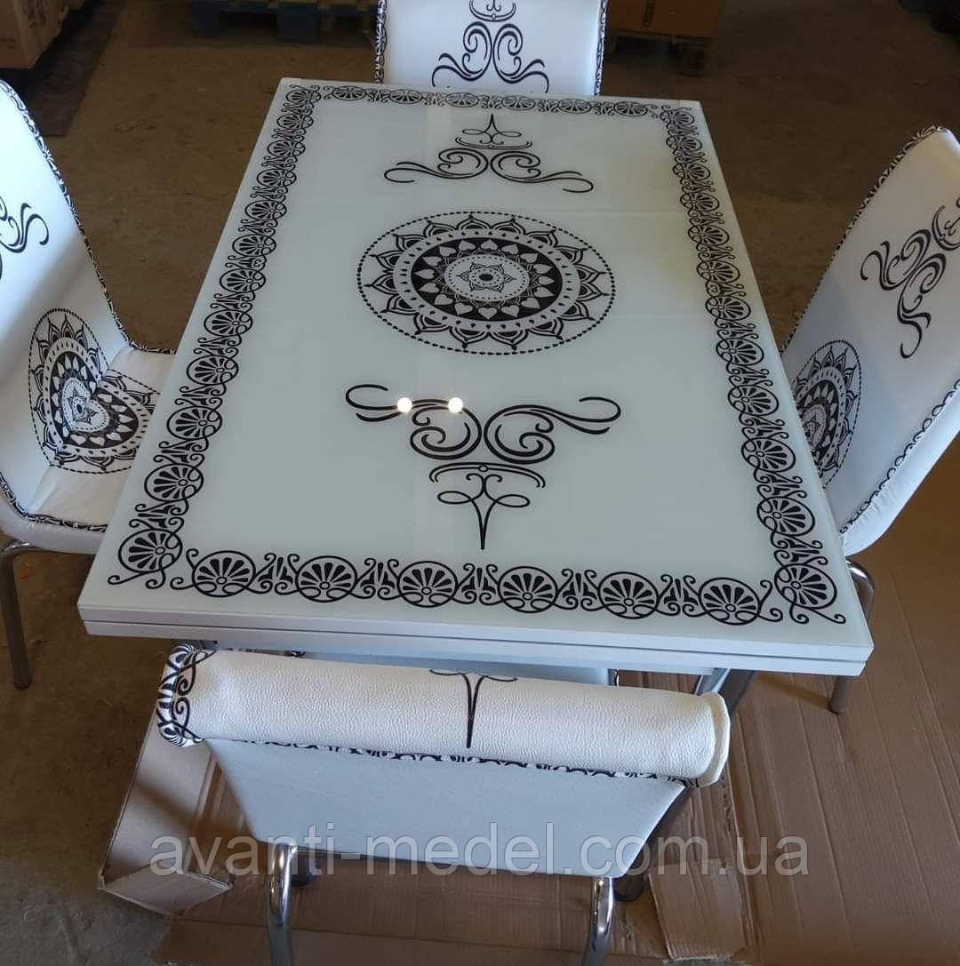 Комплект кухонной мебели "Вензель" (стол ДСП, калённое стекло + 4 стула) Mobilgen, Турция - фото 1 - id-p2114504000
