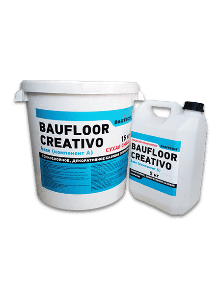 BAUFLOOR CREATIVO Start двокомпонентне тонкошарове декоративне покриття для підлоги / 20кг (сірий)