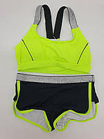 Купальник для дівчинки яскравий з люрексовими шлейками та шортами Z. Five на ріст 146 см Салатовий 10935