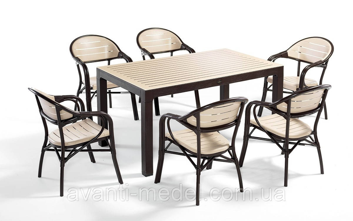 Комплект садовой высококачественной мебели "Bamboo For 6" (стол 90*150, 6 кресла) Novussi, Турция - фото 1 - id-p2114504157