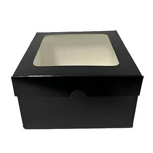 Коробка кондитерська з вікном Чорна 3 шт (16*16*9) см