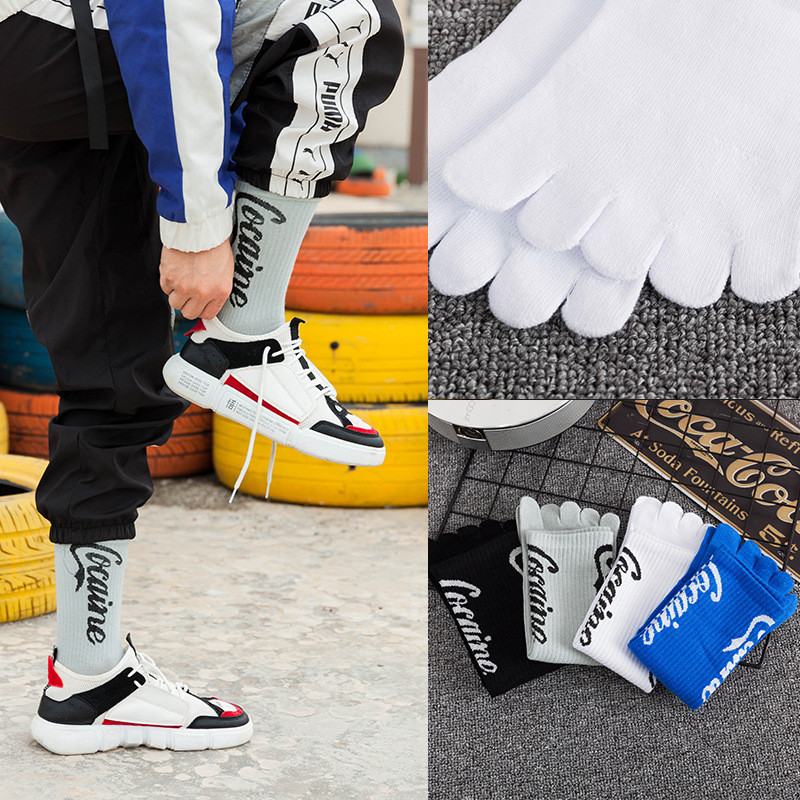 Шкарпетки з роздільними пальцями з бавовни Cocaine, п'ятипалі високі шкарпетки, діабетична гумка, фото 1