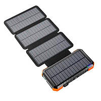 УМБ Solar power bank with 32pcs camping LED 20000mAh PN-W12Pro IPX4 |2USB/Type-C, 18W/3A, PD/QC| черная Без