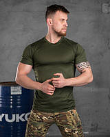 Мужская армейская потоотводящая футболка Oliva, Тактическая весенняя футболка олива одежда для военных