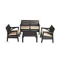 Комплект садових меблів "Miami Set" Irak Plastik, Туреччина (стіл, 2 крісла, диван 2-х місн.) Антрацит