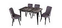 Комплект обеденной мебели "123-Silva Table-black " (стол 130*75 см + 4 стула овал мягкие) Mobilgen, Турция