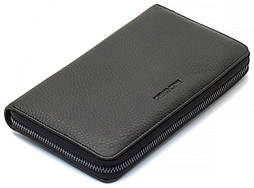 Чорний гаманець-клатч з блоком під картки під однією блискавкою з натуральної шкіри Marco Coverna B-5901Q