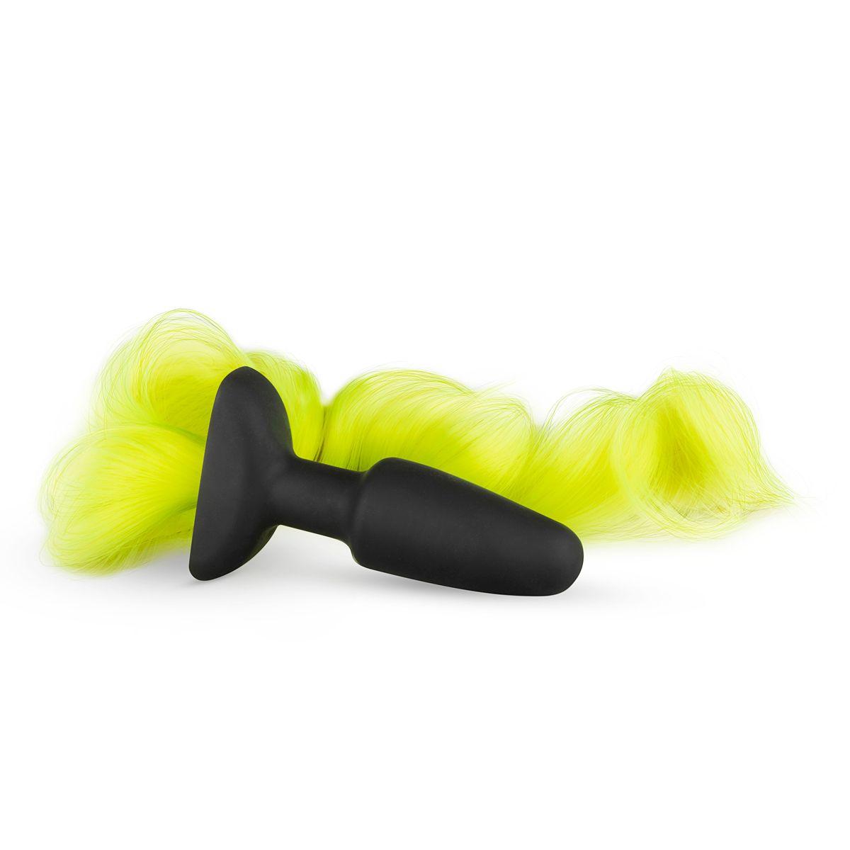 Анальна пробка з жовтим хвостом Silicone Butt Plug With Tail - Yellow