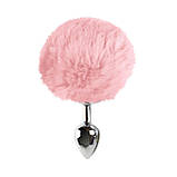Металева анальна пробка з Ніжно-рожевим хвостом Art of Sex - Metal Butt plug Rabbit Tail, фото 2