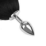 Анальна пробка з хвостом Anal plug faux fur fox tail black polyeste, фото 4