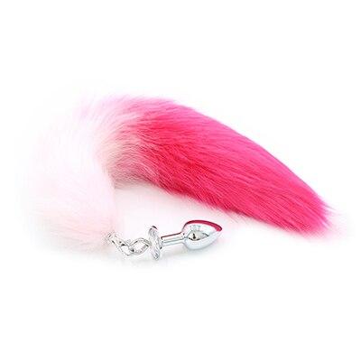 Анальна пробка з дзвінком зі штучного хутра DS Fetish Anal plug faux fur fox tail pink