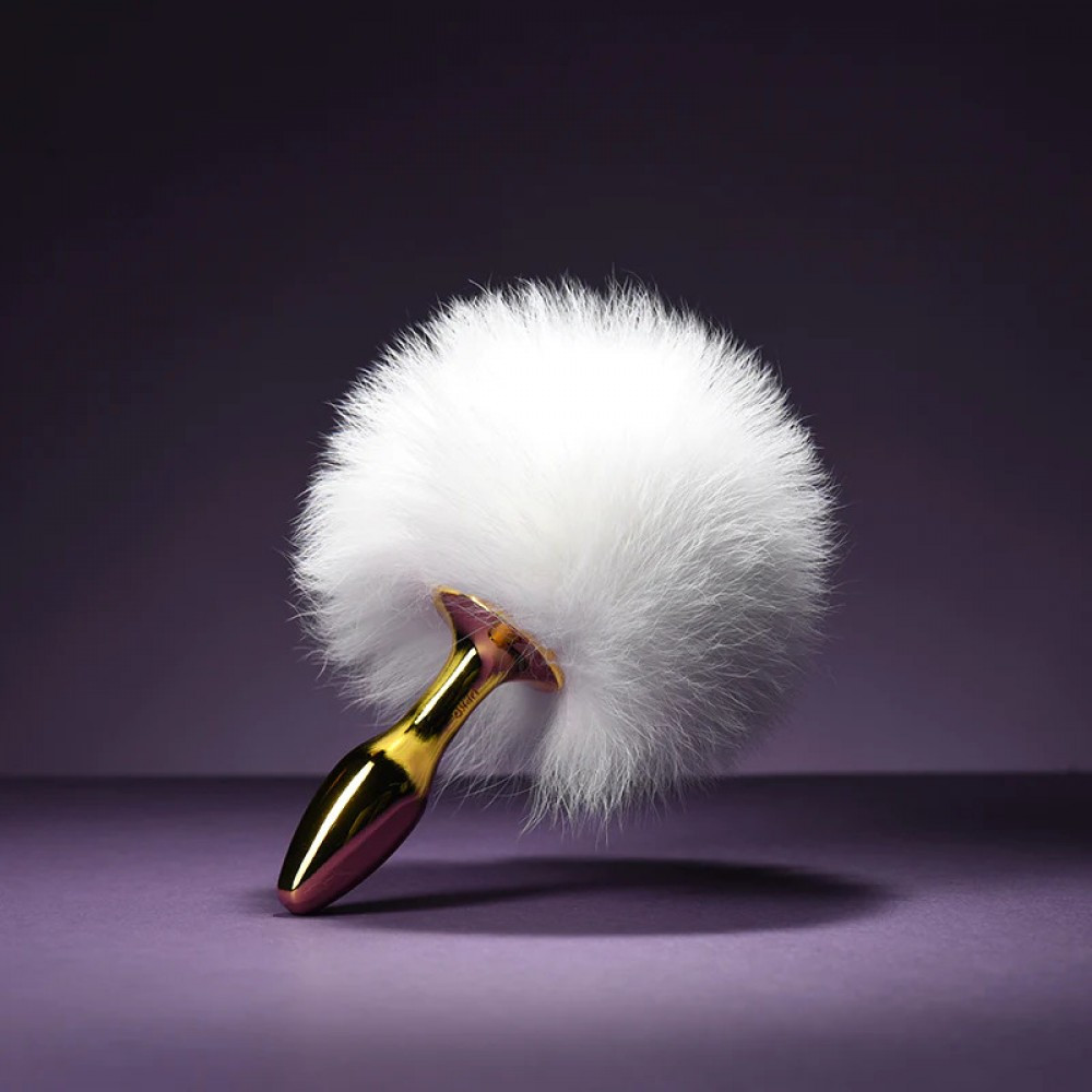 Анальний корок заячий хвіст білий Upko Rabbit Fur Bunny Tail Small Butt Plug, фото 1