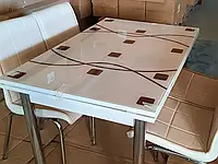 Комплект обеденной мебели "Krem zemin" (стол ДСП, каленное стекло + 4 стула) RUHAT METAL, Турция