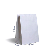 Паперовий крафт пакет(24*15*9)білий(25 шт)пакети для фаст фуда та випічки