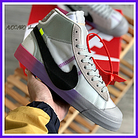 Кроссовки мужские и женские Nike Blazer Mid gray Off White / Найк Блейзер серые Офф Вайт