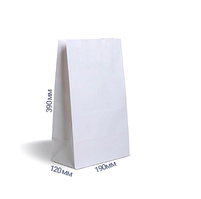 Паперовий крафт пакет(39*19*12)білий(25 шт)пакети для Фаст Фуду та Випічки