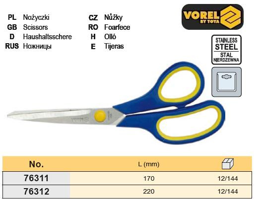 Ножиці нержавіюча сталь l=170 мм VOREL-76311