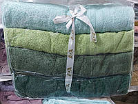 Полотенца махровые большого размера сауна 100*150 см (4 шт) Зеленые