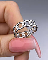 Серебряное кольцо в виде цепи