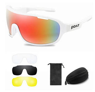Cпортивні оккуляри POAT набір із 4 змінними лінзами, велоокуляри у футлярі