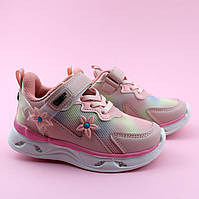 Кросівки, що світяться, для дівчинки рожеві на липучці тм Том.м