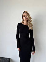 Чорна сукня з зав язками на спині рубчик розмір - 42-44, 44-46